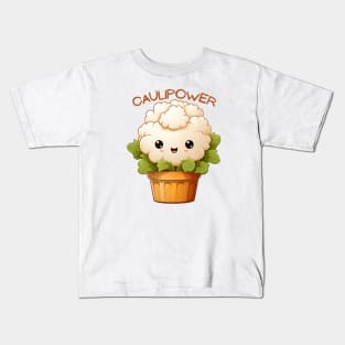 Caulipower, Kawaii Cauliflower Kids T-Shirt